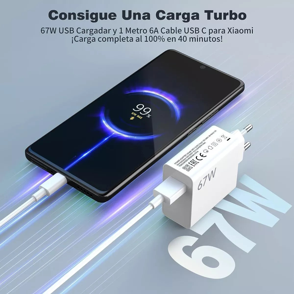 Cargador Turbo 67w + Usb C Para Xiaomi 11t 12 Redmi Note 11